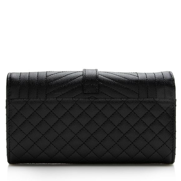 Saint Laurent Mixed Matelasse Grain de Poudre Monogram Large Envelope Wallet - Picture 3 of 14